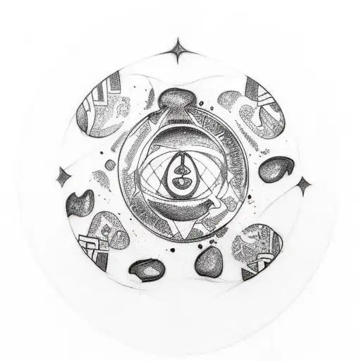 A sketch-style tattoo combining badger footprints, a representation of Ogou, and a symbol representing Hecate tattoo design idea