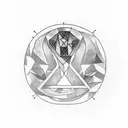 A minimalist design of badger footprints with a crystal and the symbol of Hecate, in blackwork style tattoo design idea