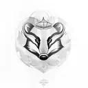 A sketch-style tattoo combining badger footprints, a representation of Ogou, and a symbol representing Hecate tattoo design idea