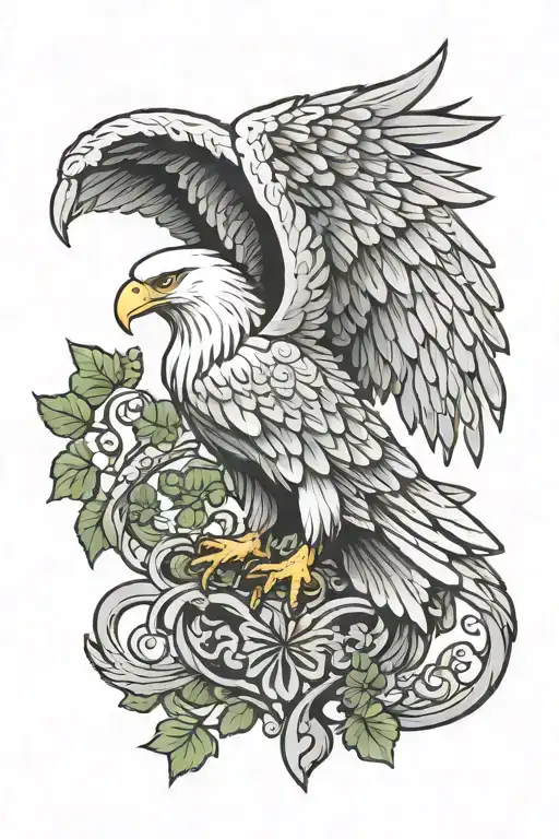 white eagle with shamrock intertwined tattoo design idea