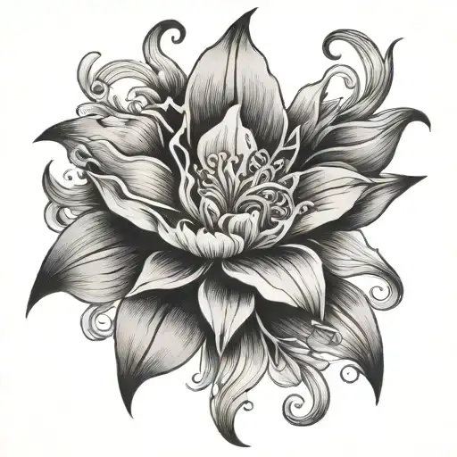 lys Flower symetrical  tattoo design idea