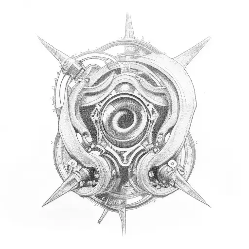 turbocharger going under skin tattoo design idea