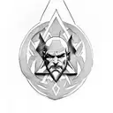 A gaming-inspired tattoo with a blend of characters and symbols from Red Dead Redemption 2, Skyrim, and God of War 2018 tattoo design idea