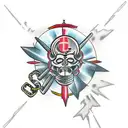 mace with broken chain tattoo design idea