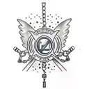 mace with broken chain tattoo design idea