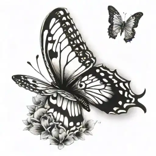 a 3D butterfly tattoo design idea