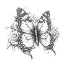 3D butterfly with date 24.05.2023 tattoo design idea
