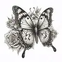 3D butterfly with date 24.05.2023 tattoo design idea