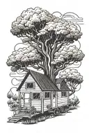 create a Tattoo with a Caravan that looks like a big house tattoo design idea