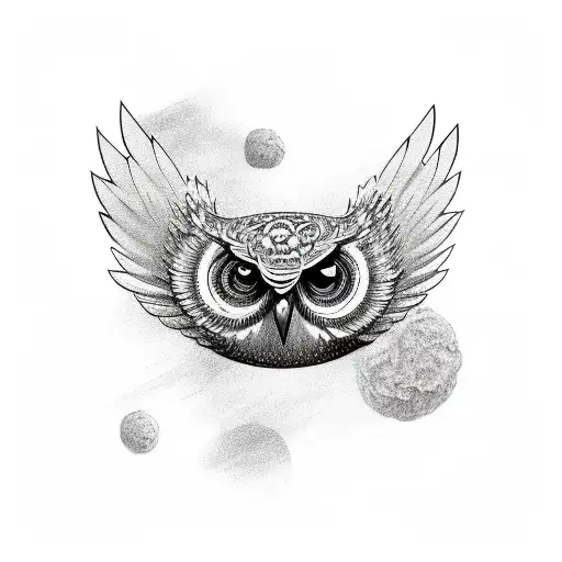 flying owl skis  tattoo design idea