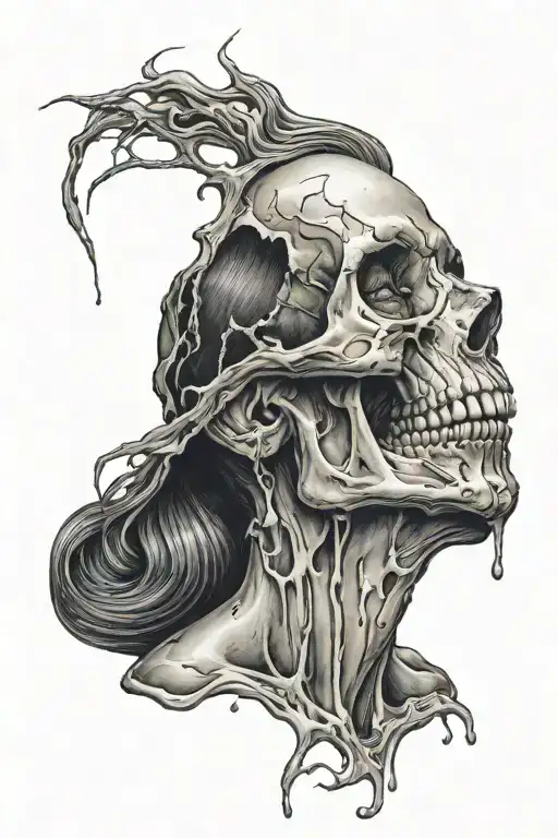 melting skull and woman face tattoo tattoo design idea