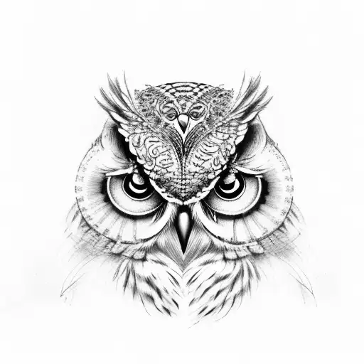 Owl with chains  tattoo design idea