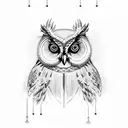 Owl with chains  tattoo design idea