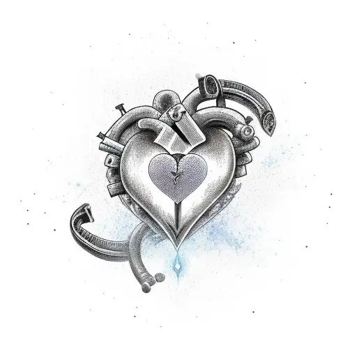 Heart with 3 swords through tattoo design idea