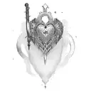 Heart with 3 swords through tattoo design idea
