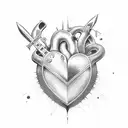 Heart with 3 swords through tattoo design idea