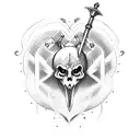 Heart with 3 swords through tattoo design idea