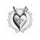 Heart with 3 swords through tattoo design idea