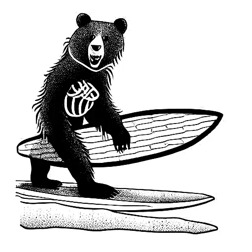 dancing Grateful Dead bear surfing longboard  tattoo design idea
