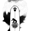 dancing Grateful Dead bear surfing longboard  tattoo design idea