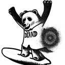 dancing Grateful Dead bear surfing longboard  tattoo design idea