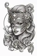 blind folded women leo zodiac sign tattoo design idea