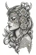 blind folded women leo zodiac sign tattoo design idea