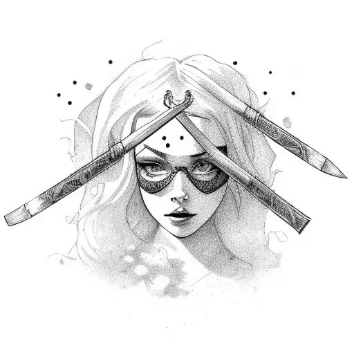 bansky girl holding a battleaxe tattoo design idea