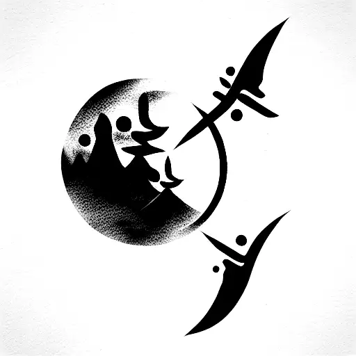 samurai moon blade tattoo design idea