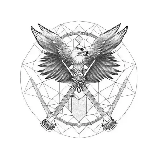eagle with katana sword tattoo design idea