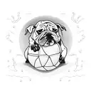A bulldog playing soccer on the beach tattoo design idea