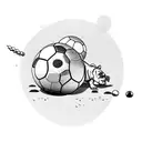 A bulldog playing soccer on the beach tattoo design idea