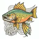 cutthroat trout fly fishing tattoo design idea