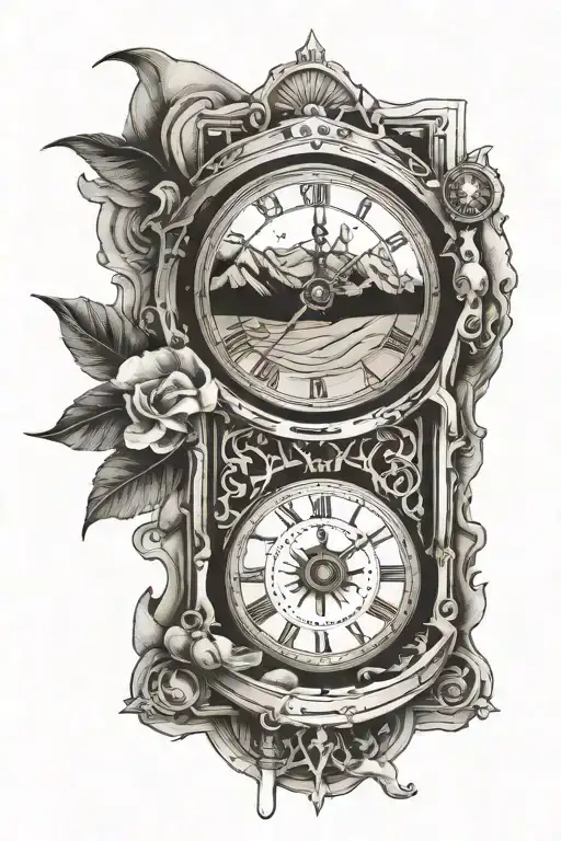 sand future time machine tattoo design idea