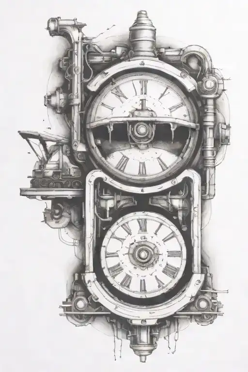 sand pouring future machine excavator tattoo design idea