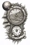 sand future time machine tattoo design idea