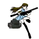  cool anime girl with a gun in her hand tattoo design idea