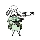  cool anime girl with a gun in her hand tattoo design idea