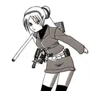  cool anime girl with a gun in her hand tattoo design idea