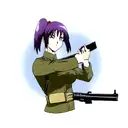 cool anime girl with a gun in her hand tattoo design idea