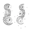 the moon, cloud and stars tattoo design idea