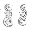 the moon, cloud and stars tattoo design idea