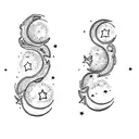the moon, cloud and stars tattoo design idea