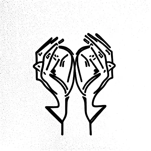 two portraits inside stylish heart tattoo design idea