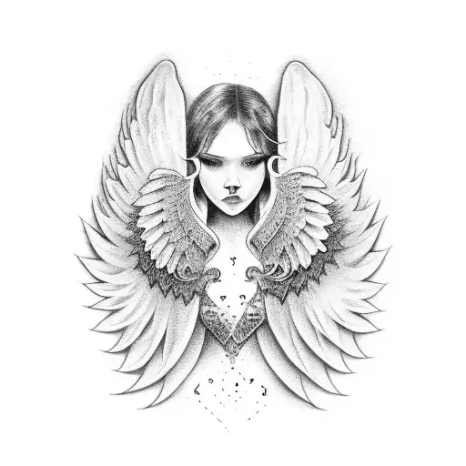 angel wings with the song lyrics to tattoo design idea