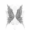 angel wings with the song lyrics tothe social distortion song 'angel wings' inside them tattoo design idea
