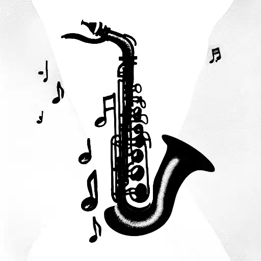flowers, music, saxophone tattoo design idea