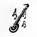 flowers, music, saxophone tattoo design idea