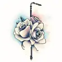 flowers, music, saxophone tattoo design idea