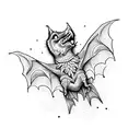 A mystical book with intricate crochet patterns on the cover, surrounded by gothic elements like bats and roses tattoo design idea